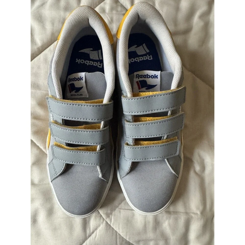 Unisex Reebok Strap Mustard/Gray/white Sneakers Size Young Men 5 - Picture 2 of 8